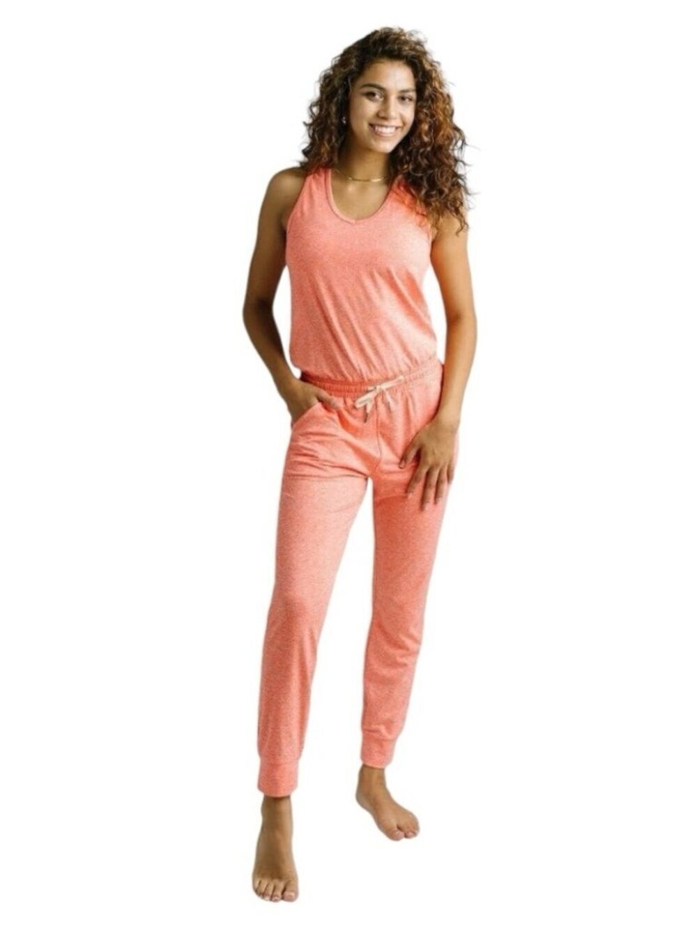 ZYIA Jumpsuit Women's Size Medium Coral Orange One-Piece Buttery-Soft Stretch